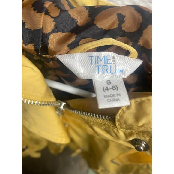 Time and True Yellow Raincoat – Size Small – Leopard Print Lining - Picture 2 of 3